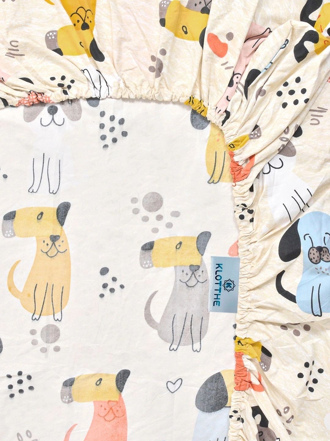 Moda Rapido X KLOTTHE Cream-Coloured Cartoon Characters 300 TC King Bedsheet with 2 Pillow Covers