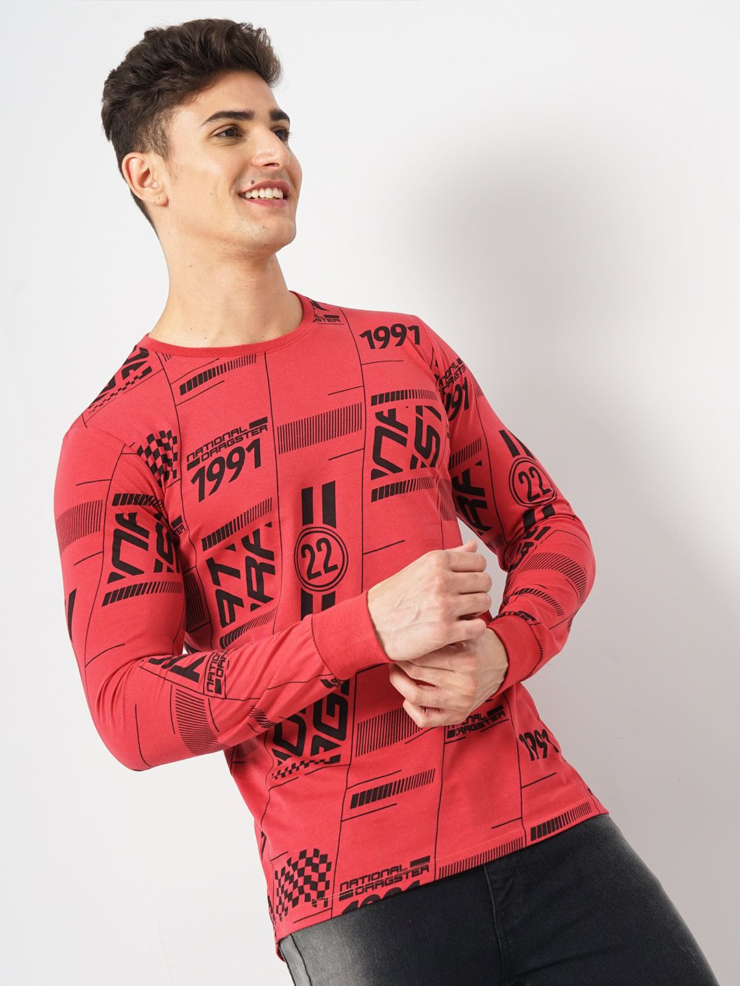 The Indian Garage Co Typography Printed Round Neck T-shirt