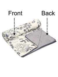 Cortina White & Grey Floral Microfiber AC Room Reversible Single Bed Dohar