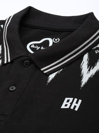 Being Human Pure Cotton Geometric Printed Polo Collar T-shirt