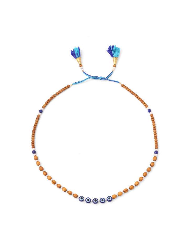 NVR Unisex Evil Eye Multicolor Thread Rakhi Dengan Roli Chawal