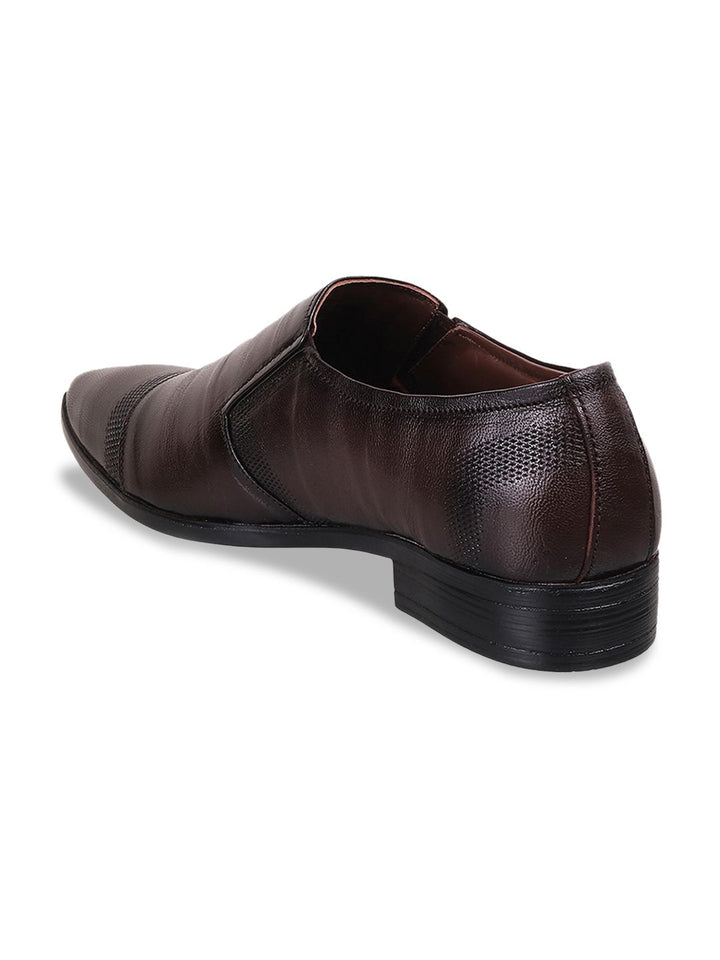 Metro Men Textured Leather Formal Slip-On Shoes