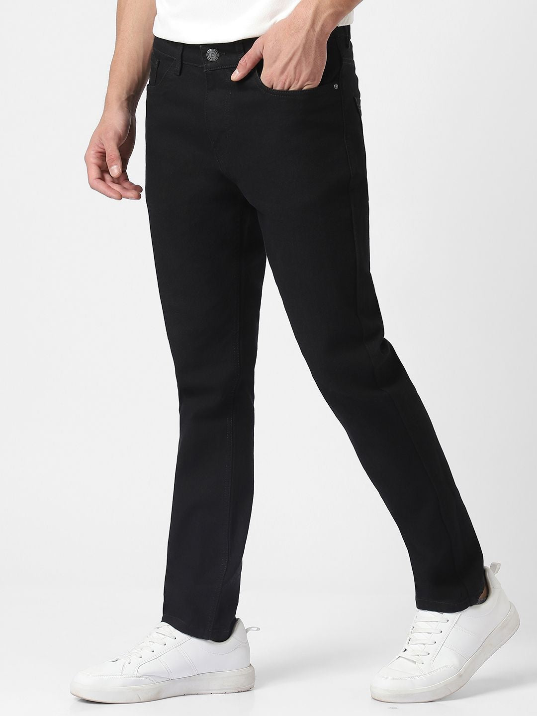 Urbano Fashion Men Black Slim Fit Mid-Rise Clean Look Stretchable Jeans