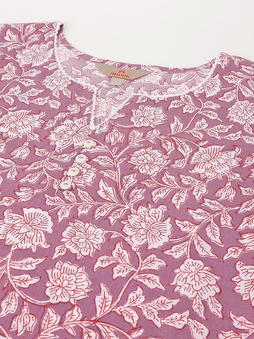 Anouk Ethnic Motifs Printed Pure Cotton Straight Short Kurti
