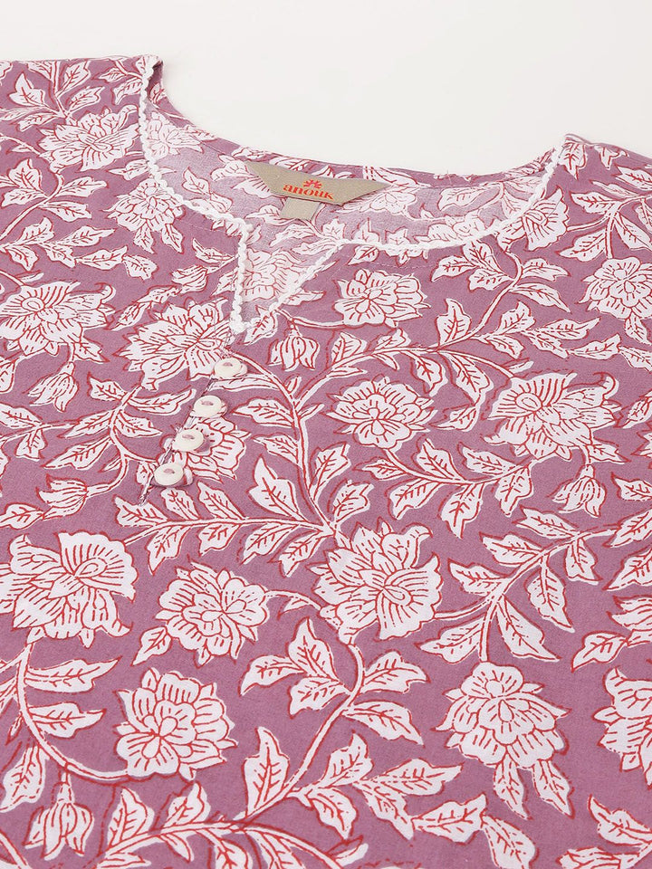 Anouk Ethnic Motifs Printed Pure Cotton Straight Short Kurti