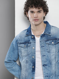 The Indian Garage Co Men Washed Slim Fit Denim Jacket