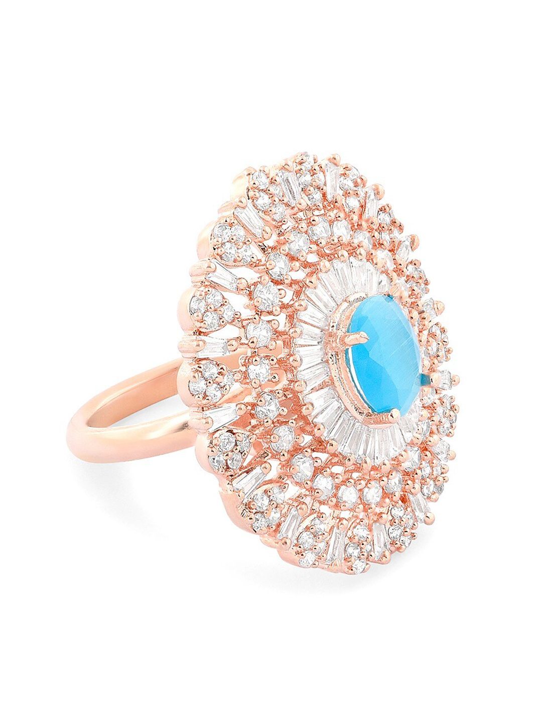 Cincin Jari Boleh Laras Zaveri Pearls Rose Saduran Emas CZ