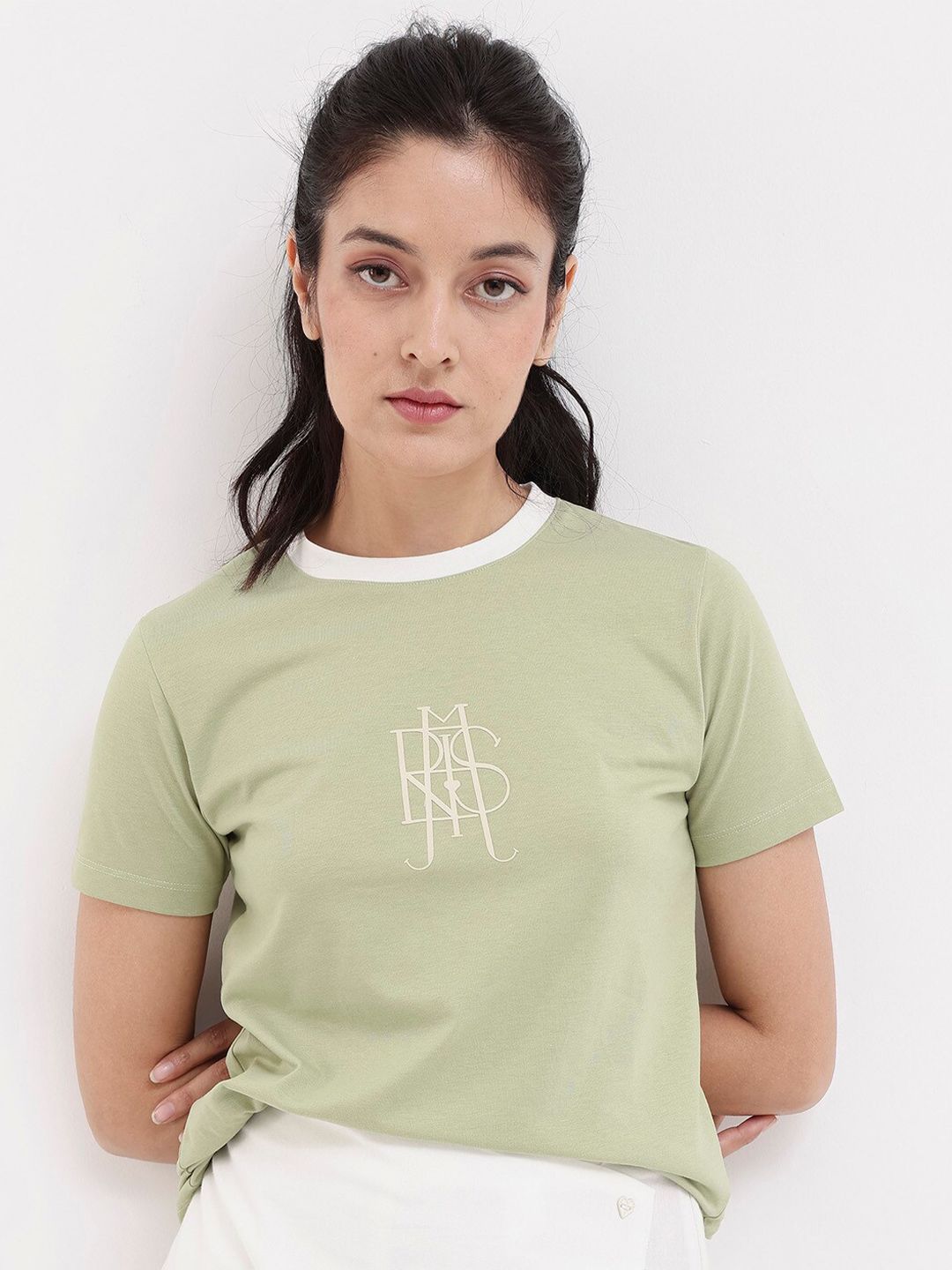 RAREISM Round Neck Typography Printed Cotton T-shirt