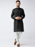 SOJANYA Men Black Solid Straight Kurta