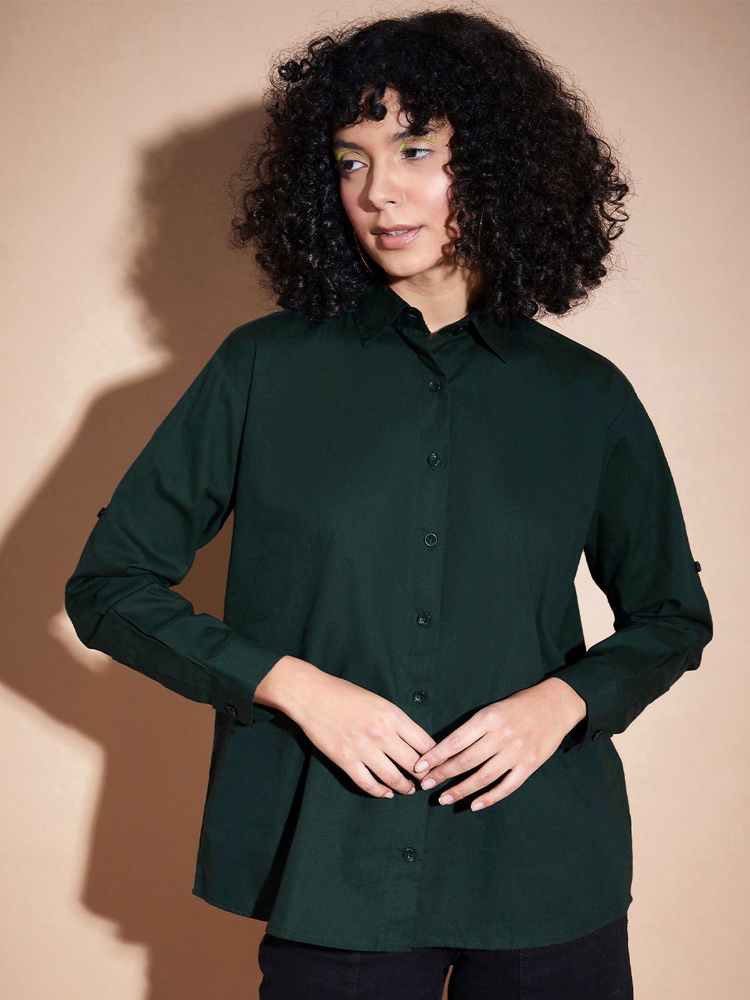 SASSAFRAS BASICS Spread Collar Pure Cotton Oversized Casual Shirt