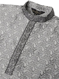 SOJANYA Paisley Woven Design Mandarin Collar Thread Work Long Sleeves Straight Kurta