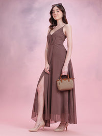 DressBerry Pleated Slit Wrap Maxi Dress
