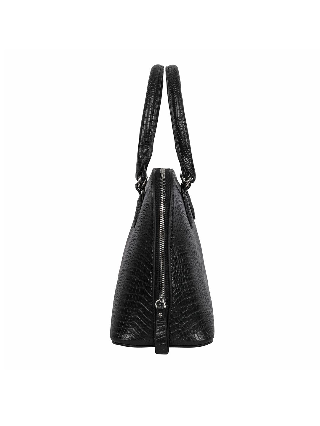 Lino Perros Black Snakeskin Textured Structured Handheld Bag