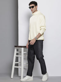 The Indian Garage Co Self Design Turtle Neck Drop-Shoulder Sleeves Sweatshirt