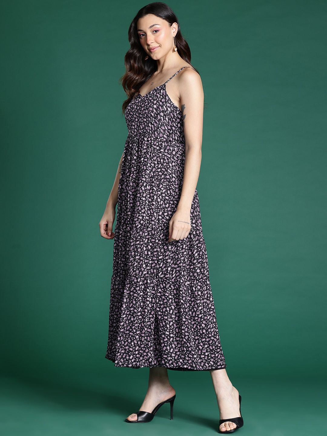 DressBerry Floral Print Fit & Flare Maxi Dress