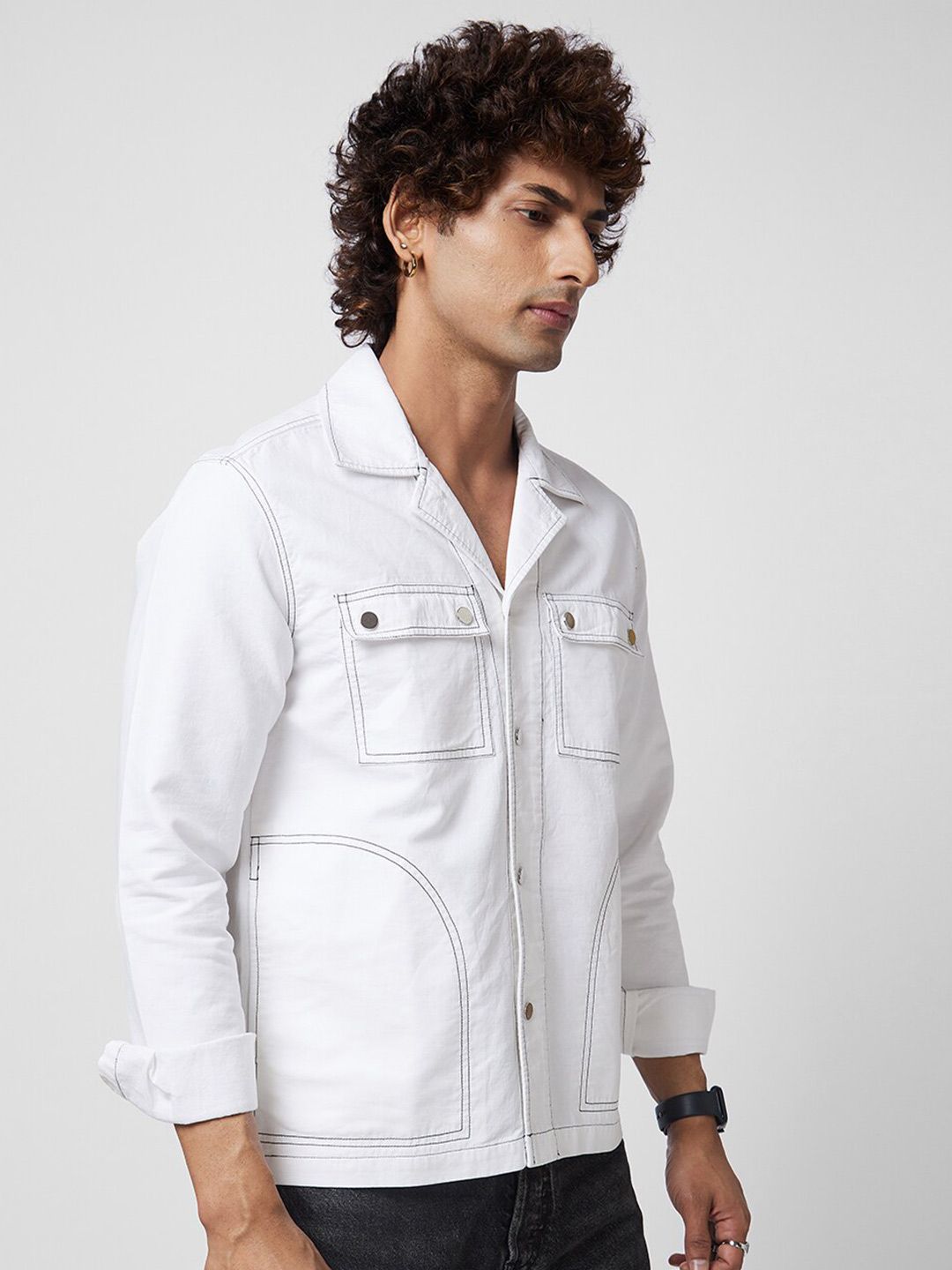 VASTRADO Classic Slim Fit Cuban Collar Casual Shacket