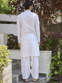 See Designs Mandarin Collar Floral Embroidered Chikankari Pure Cotton Kurta