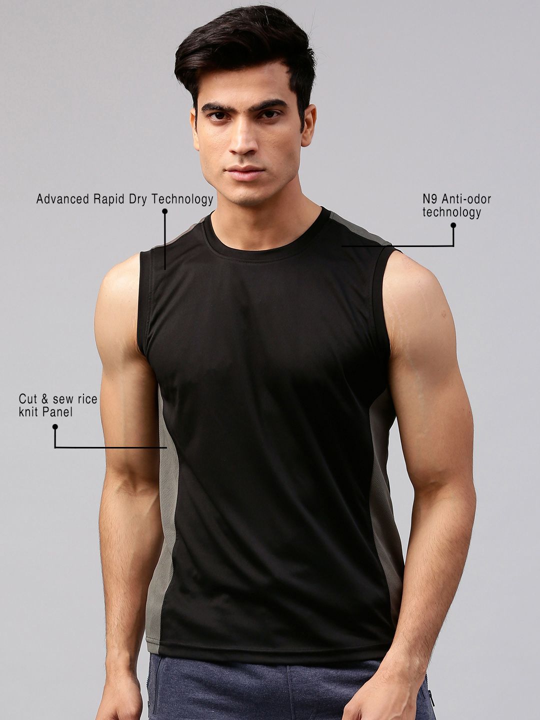 HRX by Hrithik Roshan Men Black Advanced Rapid Dry Round Neck T-shirt