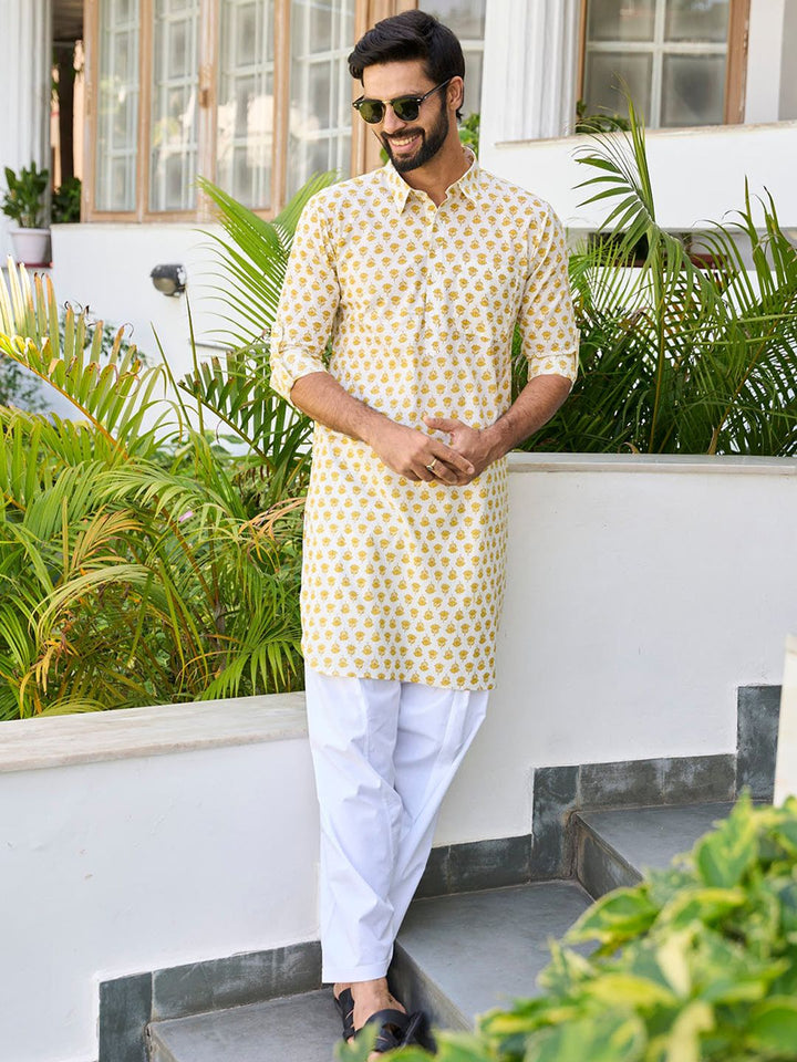 See Designs Ethnic Motif Printed Shirt Collar Pure Cotton Kurta