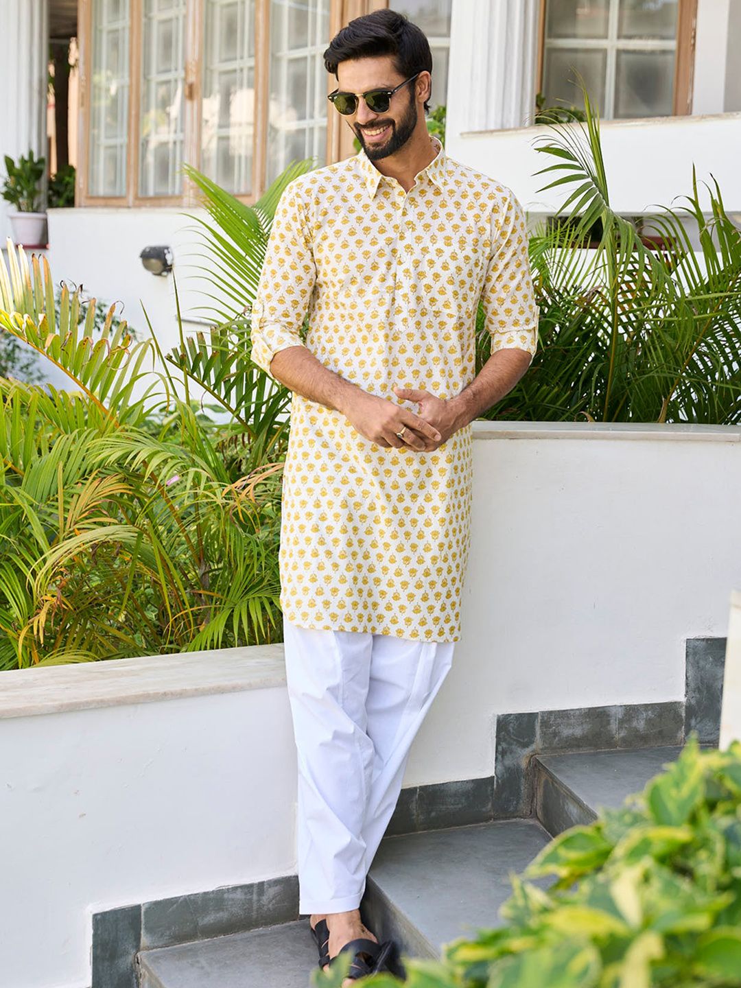 See Designs Ethnic Motif Printed Shirt Collar Pure Cotton Kurta