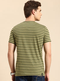Being Human Pure Cotton Striped Applique T-shirt