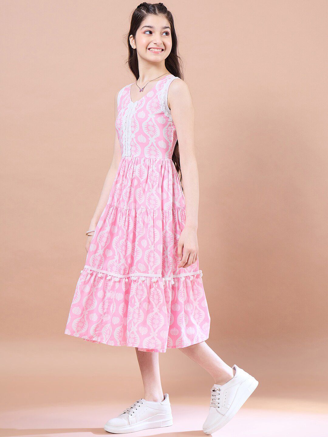 pspeaches Floral Print Fit & Flare Cotton Midi Dress