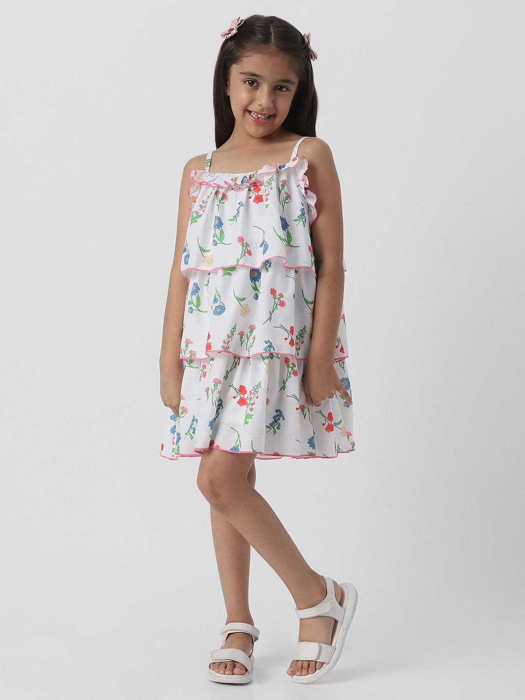 Nauti Nati Girls Floral Print Layered A-Line Dress