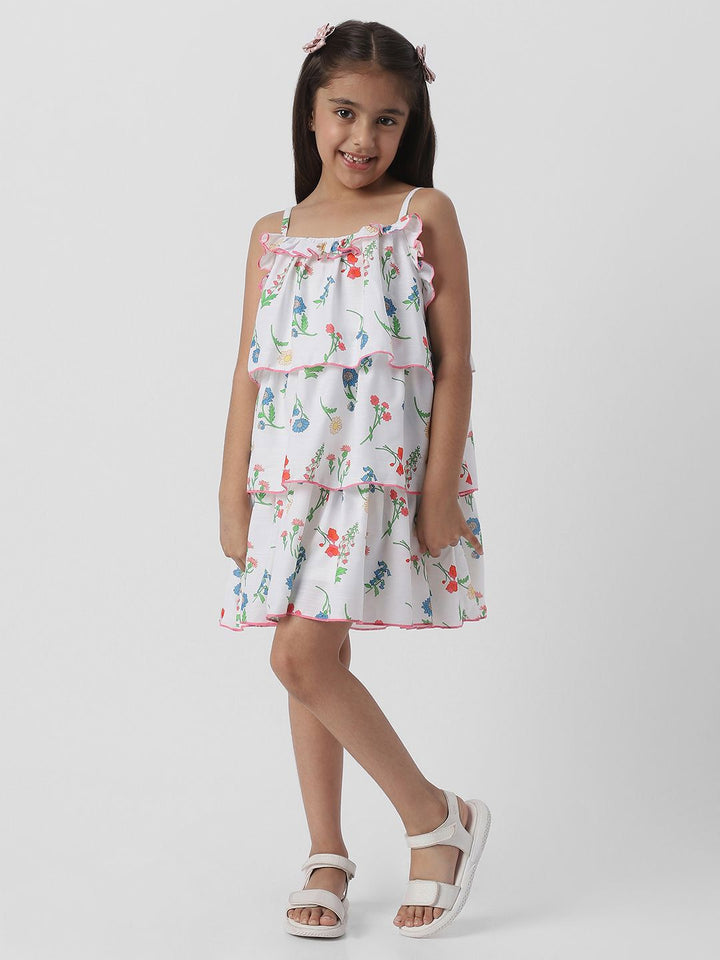 Nauti Nati Girls Floral Print Layered A-Line Dress
