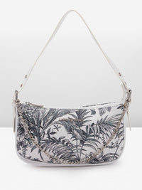 Lino Perros Floral Printed Structured Shoulder Bag With Chain Detail