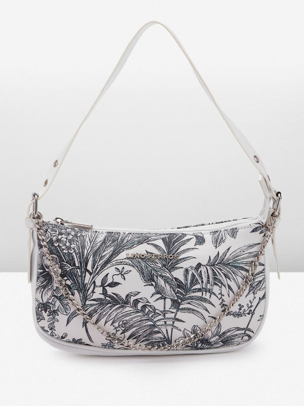 Lino Perros Floral Printed Structured Shoulder Bag With Chain Detail