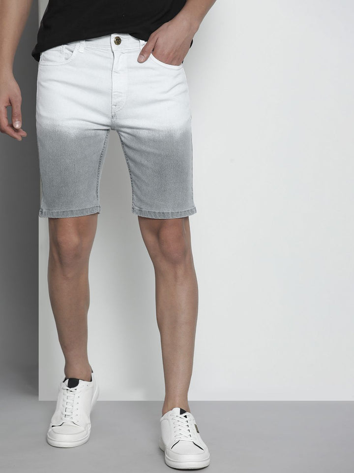 The Indian Garage Co Men White Colourblocked Denim Shorts