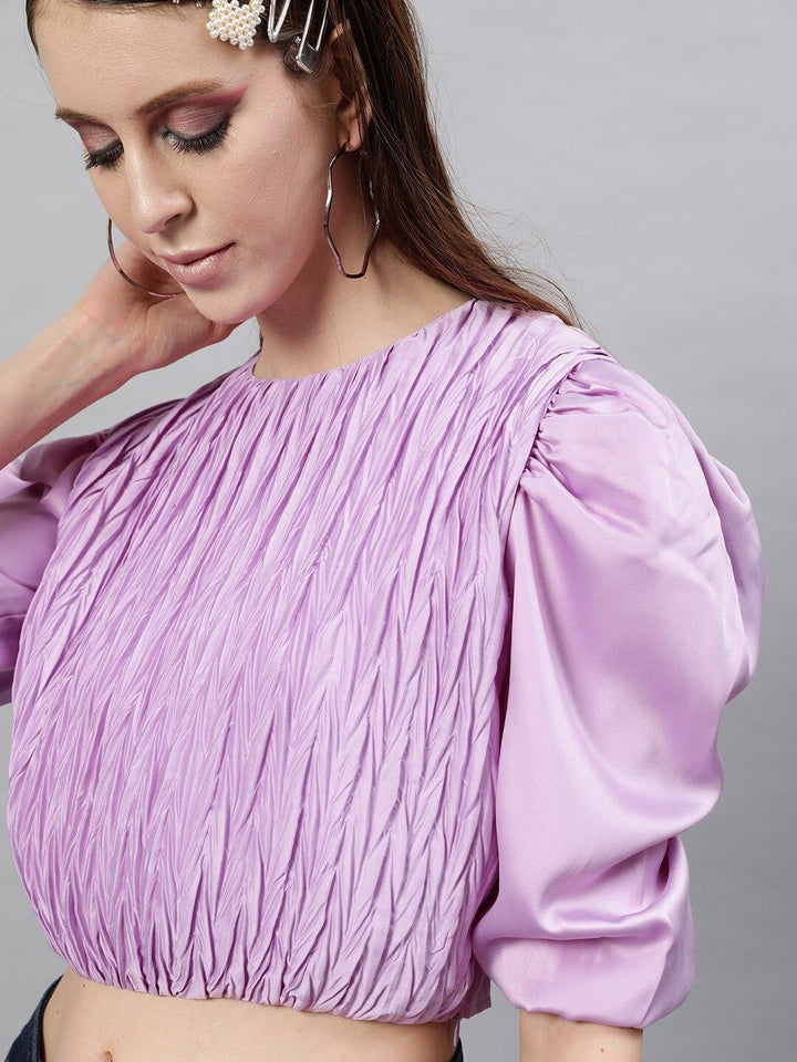 STREET 9 Lavender Pleated Blouson Crop Top