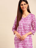 Anouk Women Purple & White Ethnic Motifs Printed Cotton Kurta