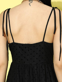 Berrylush Black Net Fit & Flare Mini Dress