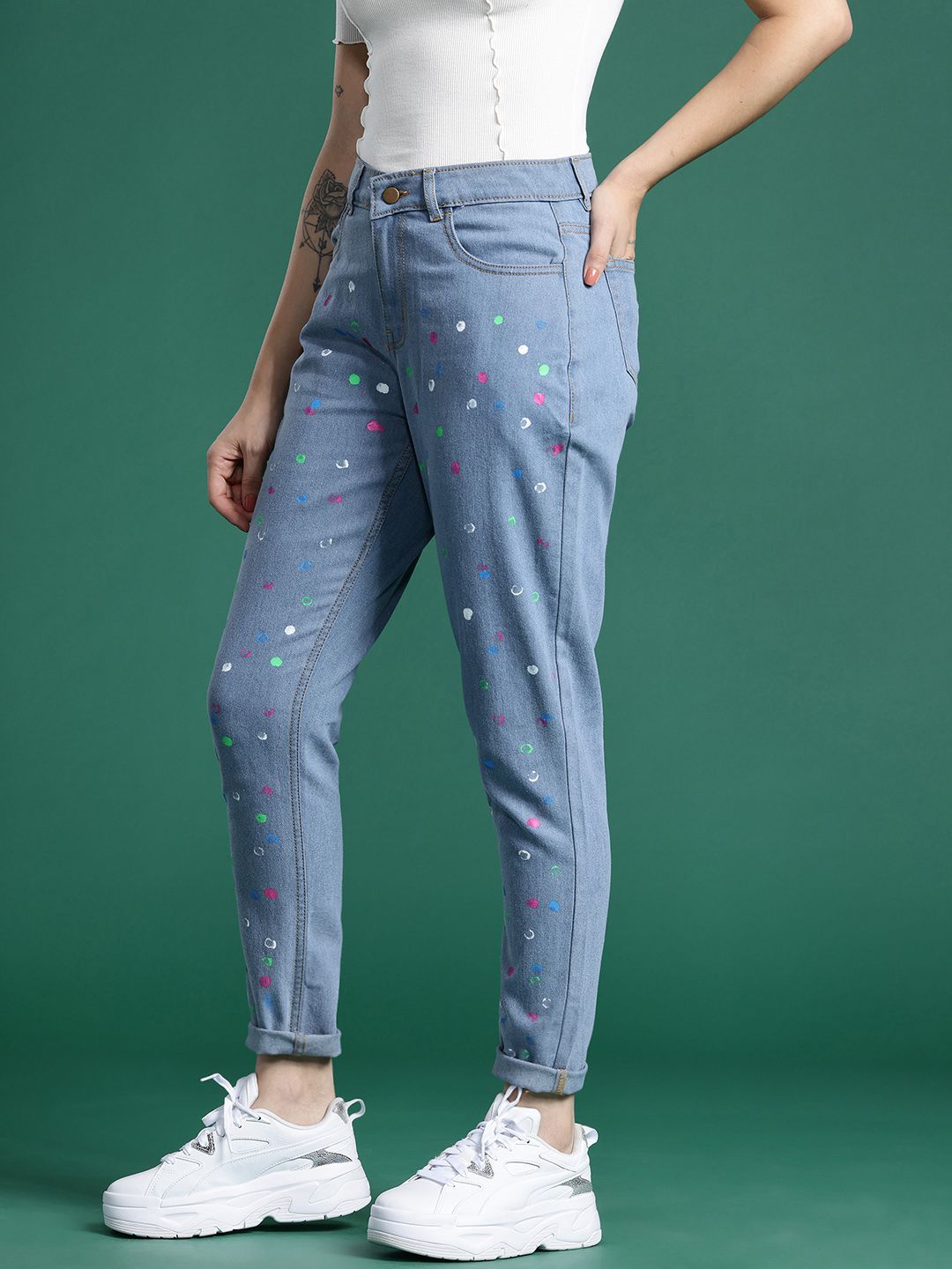 DressBerry Women High-Rise Printed Stretchable Mom Fit Jeans
