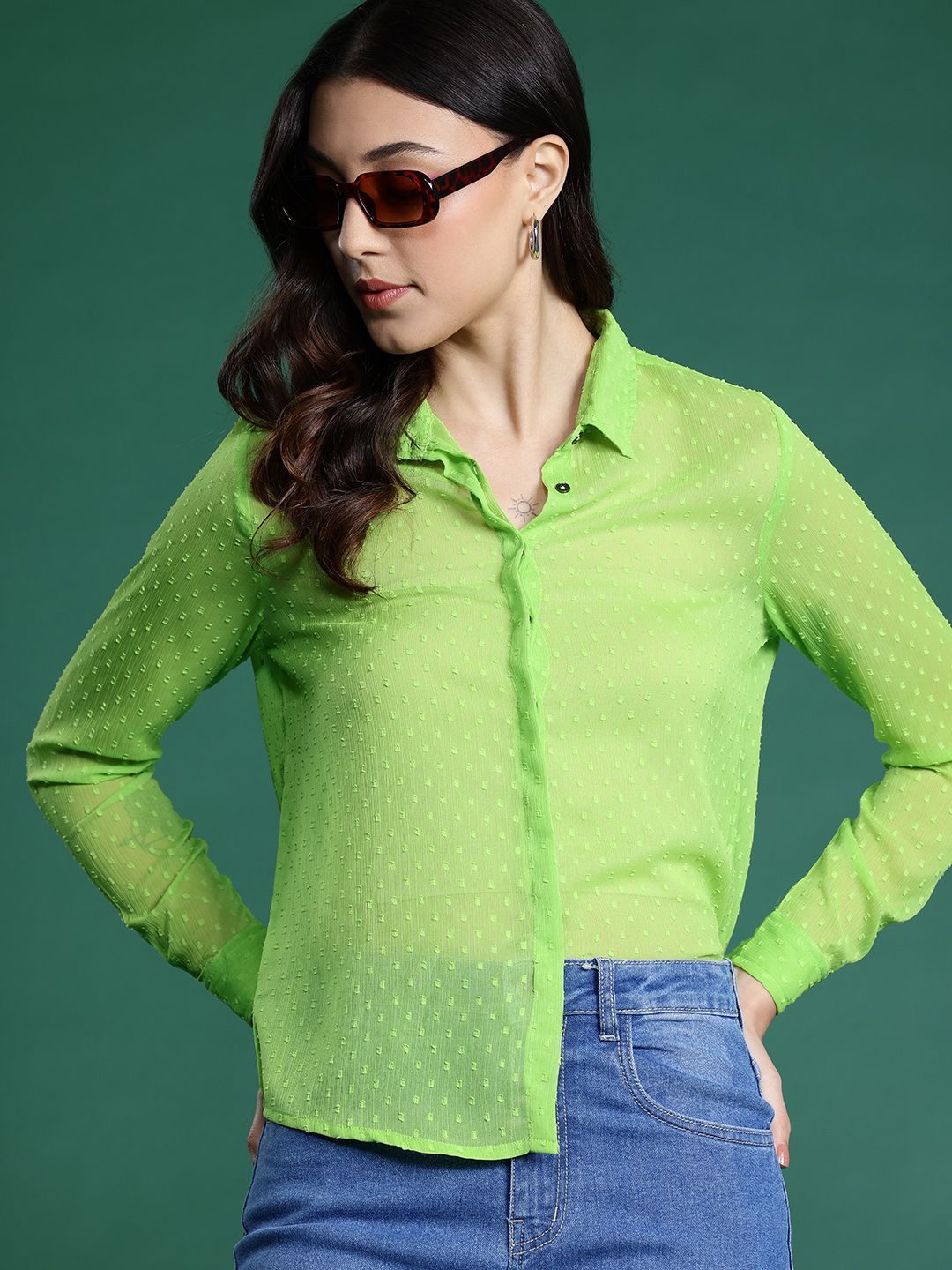 DressBerry Dobby Sheer Casual Shirt