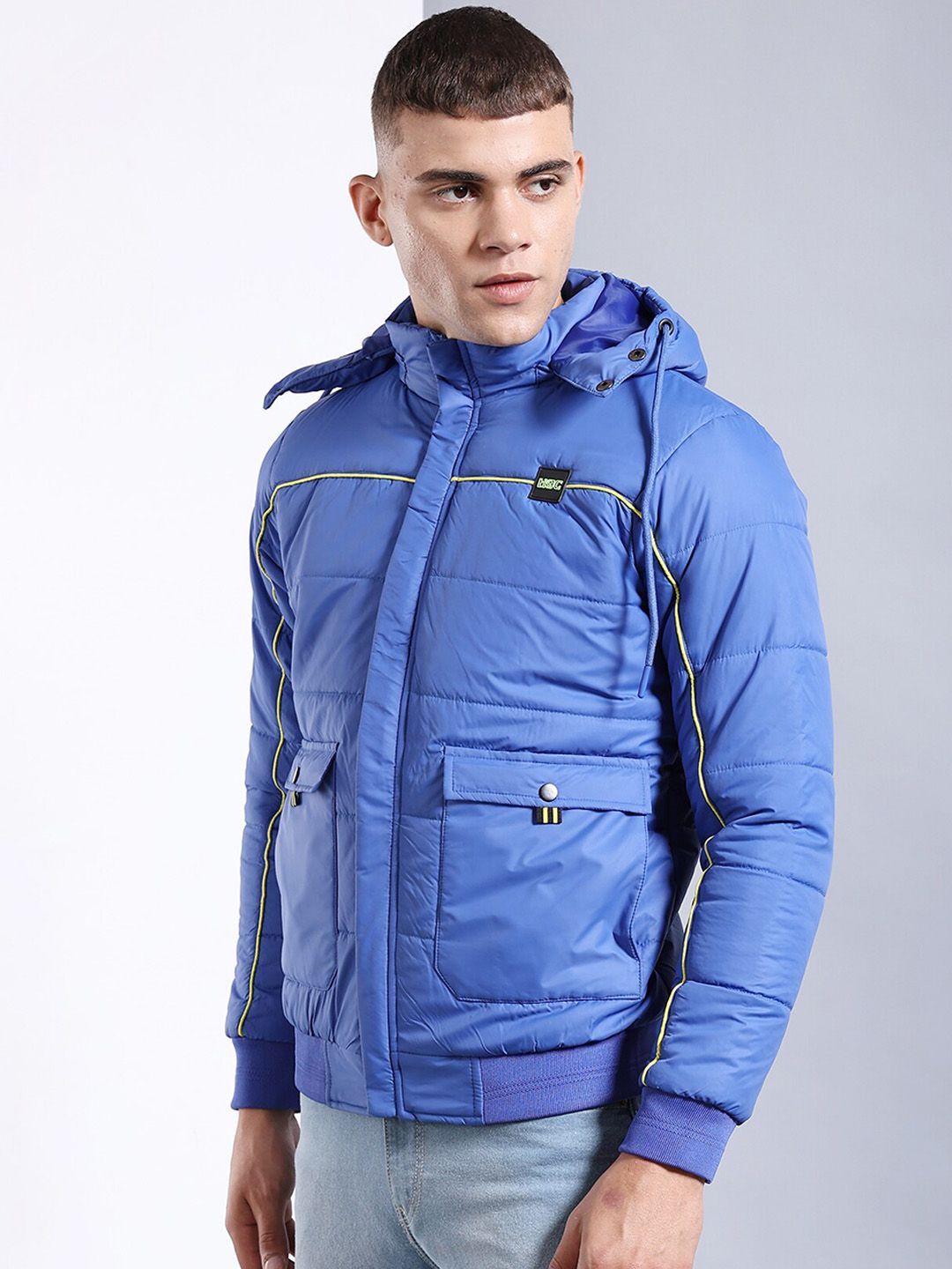 The Indian Garage Co Men Regular Fit Puffer Jacket with Detachable Hood