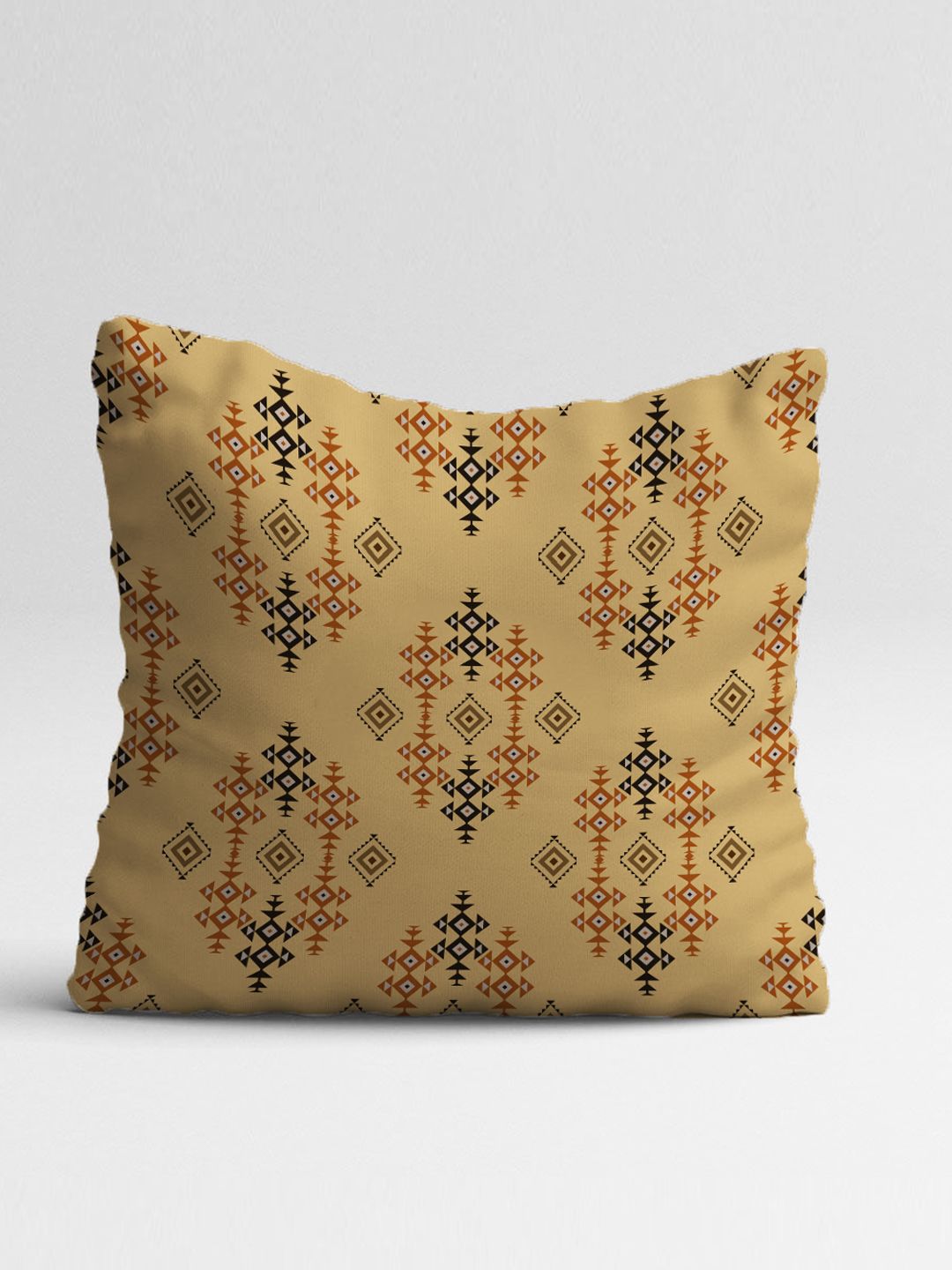 STITCHNEST Brown & Turquoise Blue Set of 5 Ethnic Motifs Square Cushion Covers