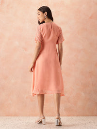 all about you Sequined Flared Sleeves Fit & Flare Dress