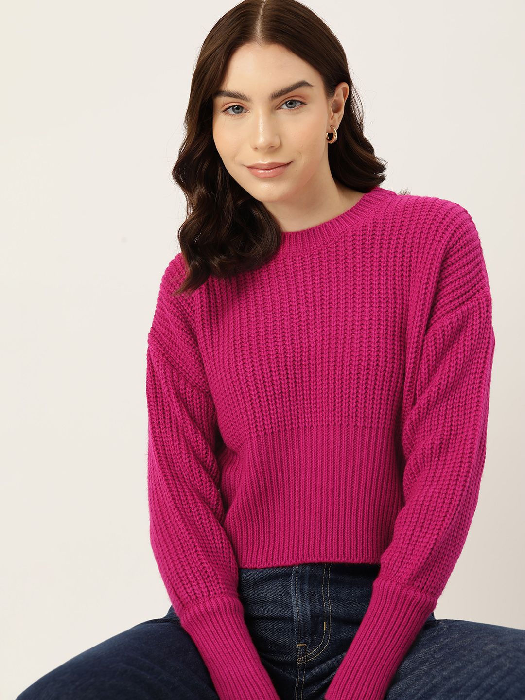 DressBerry Drop-Shoulder Sleeves Acrylic Pullover