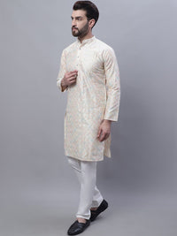 SOJANYA Floral Embroidered Thread Work Kurta With Churidar With Nehru Jacket
