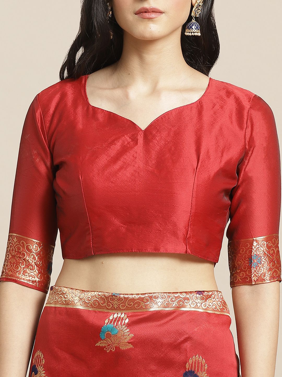 Saree mall Red & Golden Woven Design Banarasi Saree