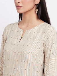 W Striped Notched Neck Straight Kurta