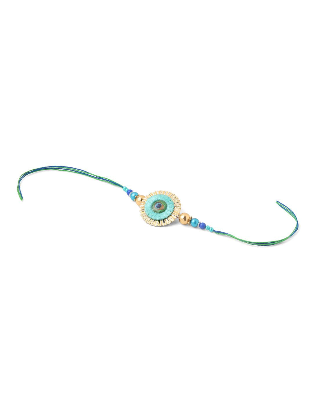NVR Set of 2 Multicolor Artificial Beads Bhaiya Bhabhi Rakhi with Roli Chawal Chandan