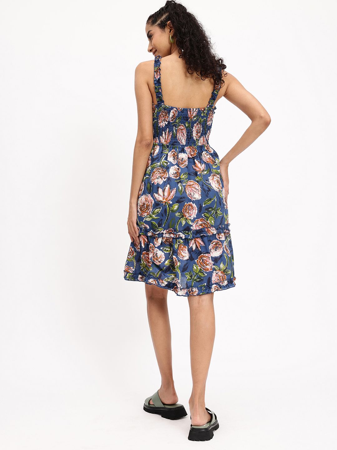 DressBerry Shadowed Bloom Tethered Smocked Dress