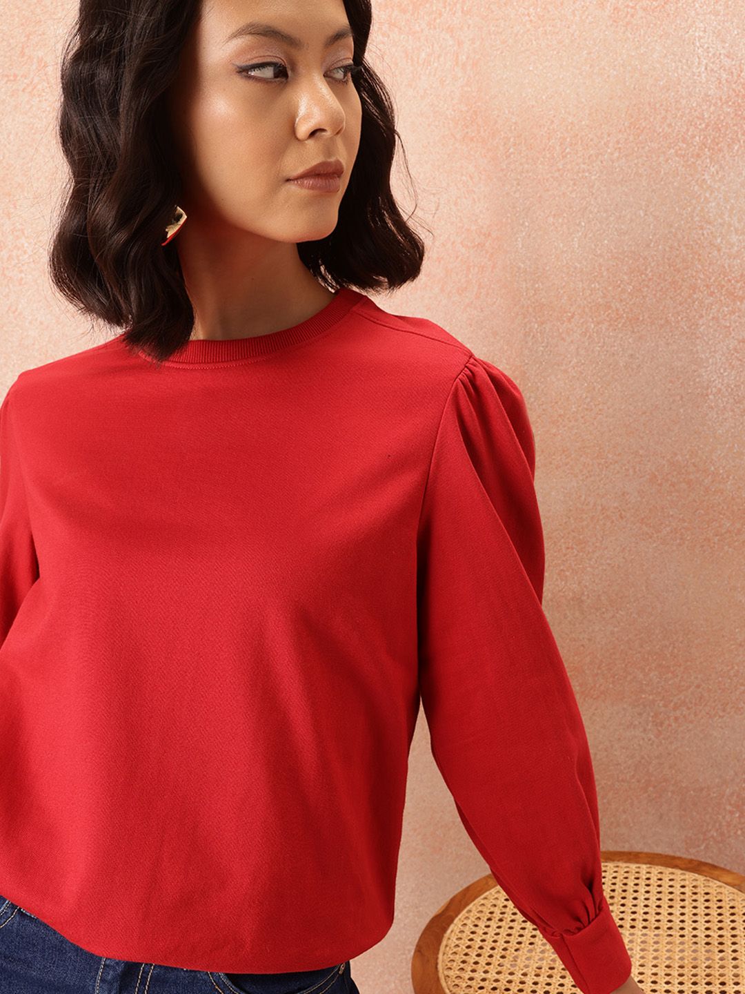 all about you Gathered Sleeve Sweatshirt