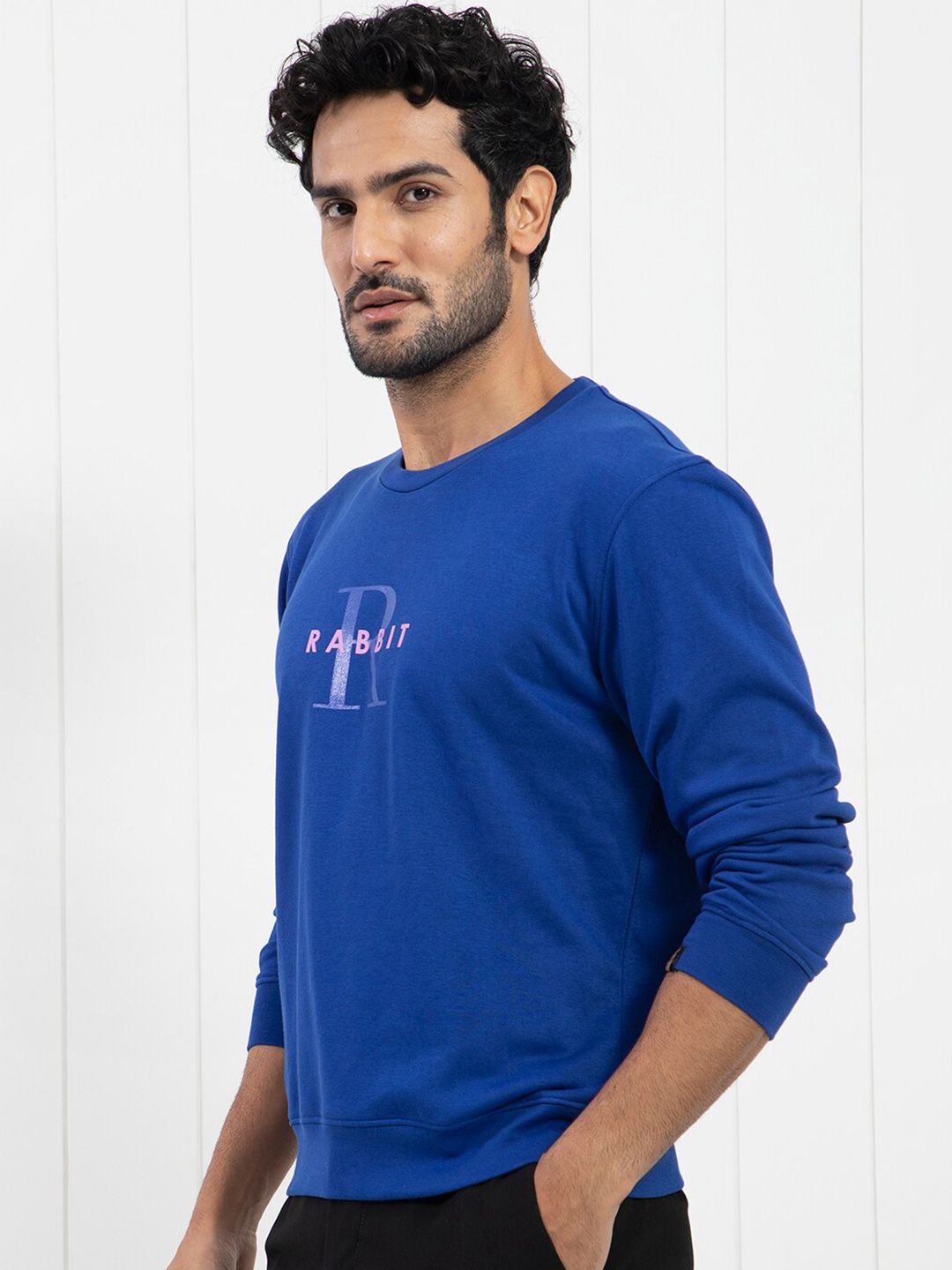RARE RABBIT Men Brewet Typography Printed Sweatshirt