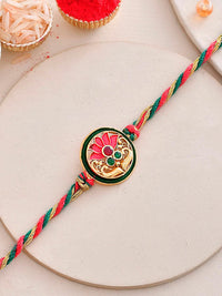 Voylla Men Motif Enamelled Beaded Thread Rakhi