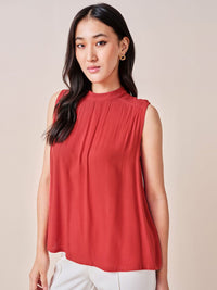 AND Women Solid High Neck Sleeveless Top