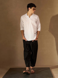 Dennison Men White Comfort Fit kurta